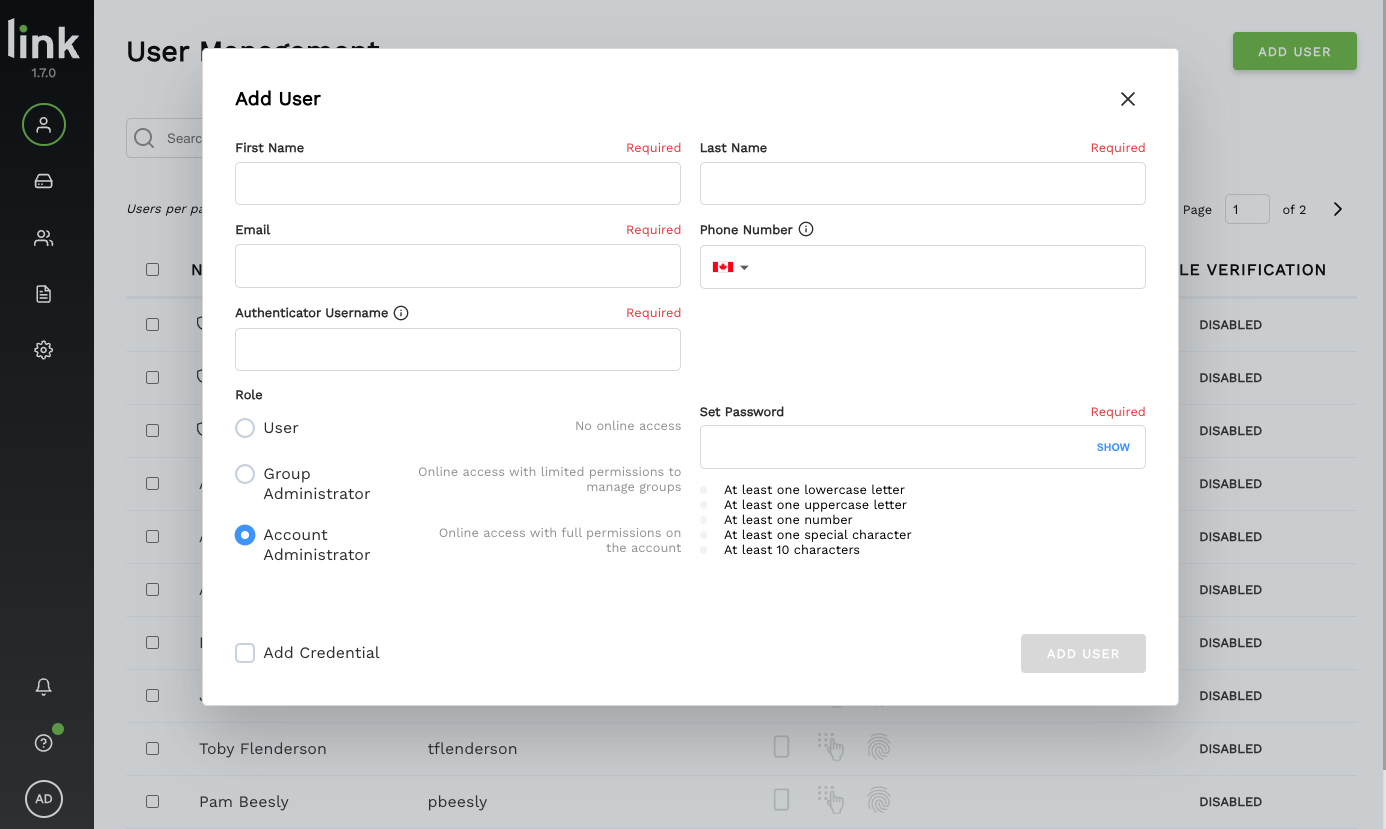 Add User Form