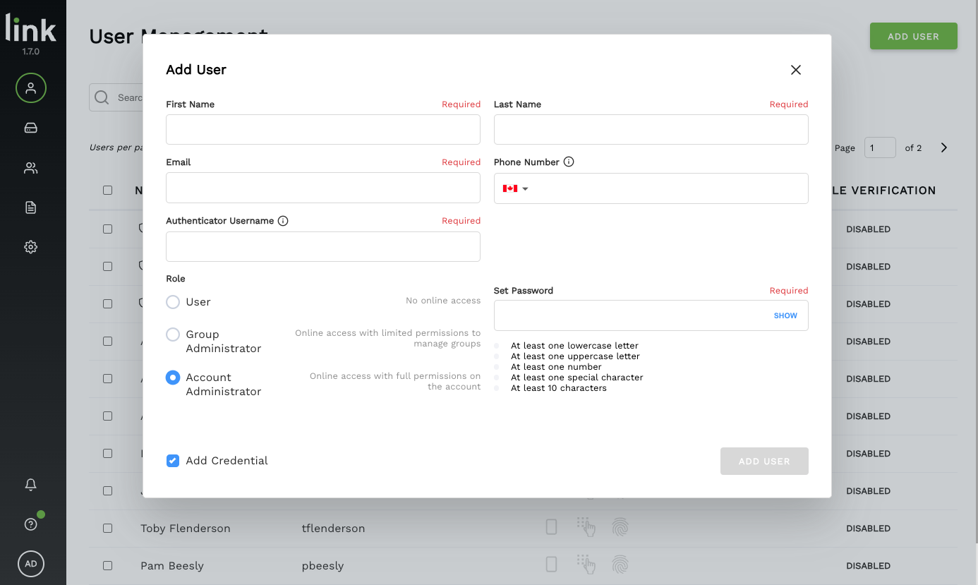 Add credential