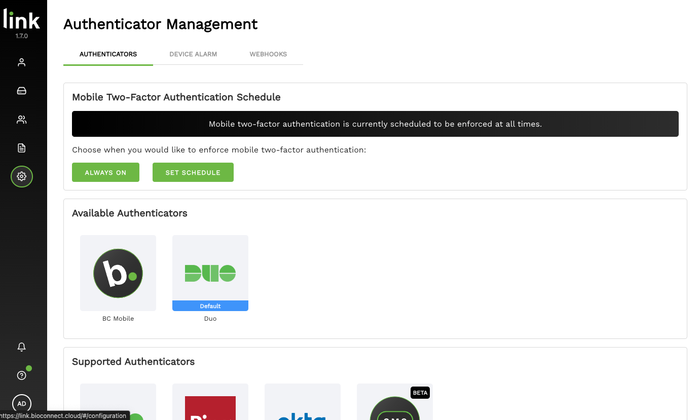 Authenticator Managment