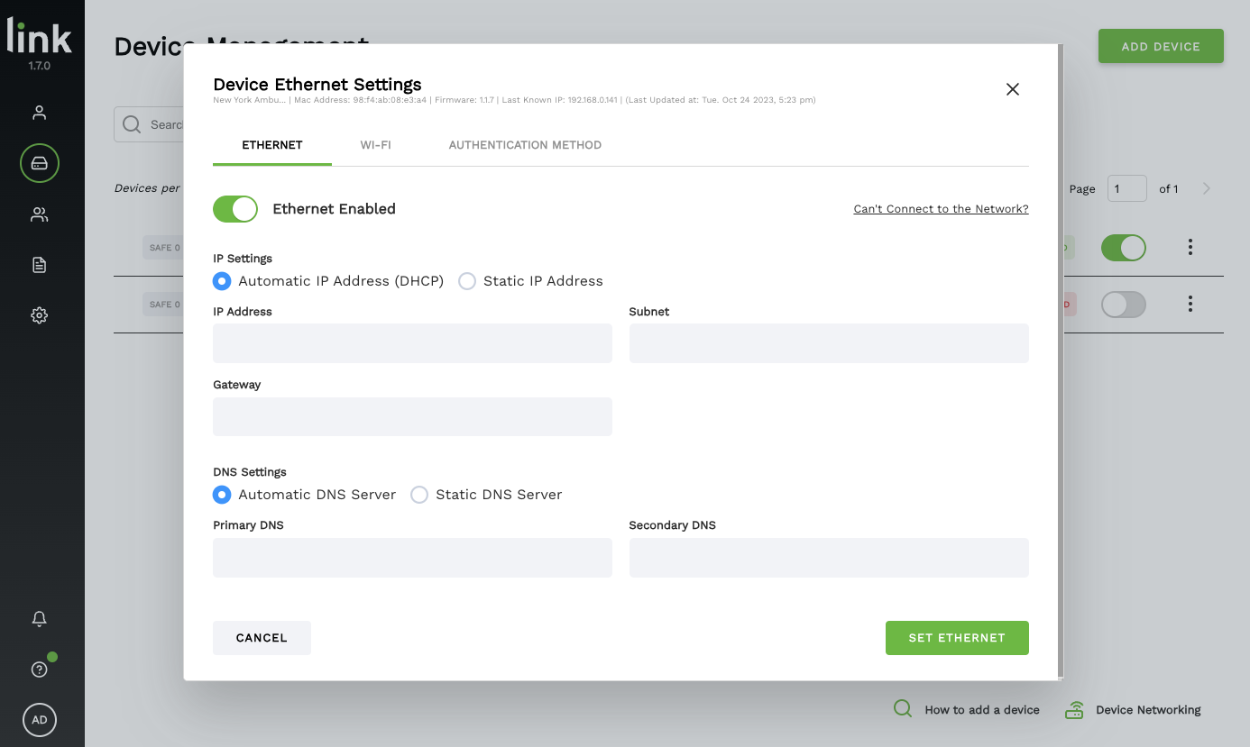 Ethernet Enabled