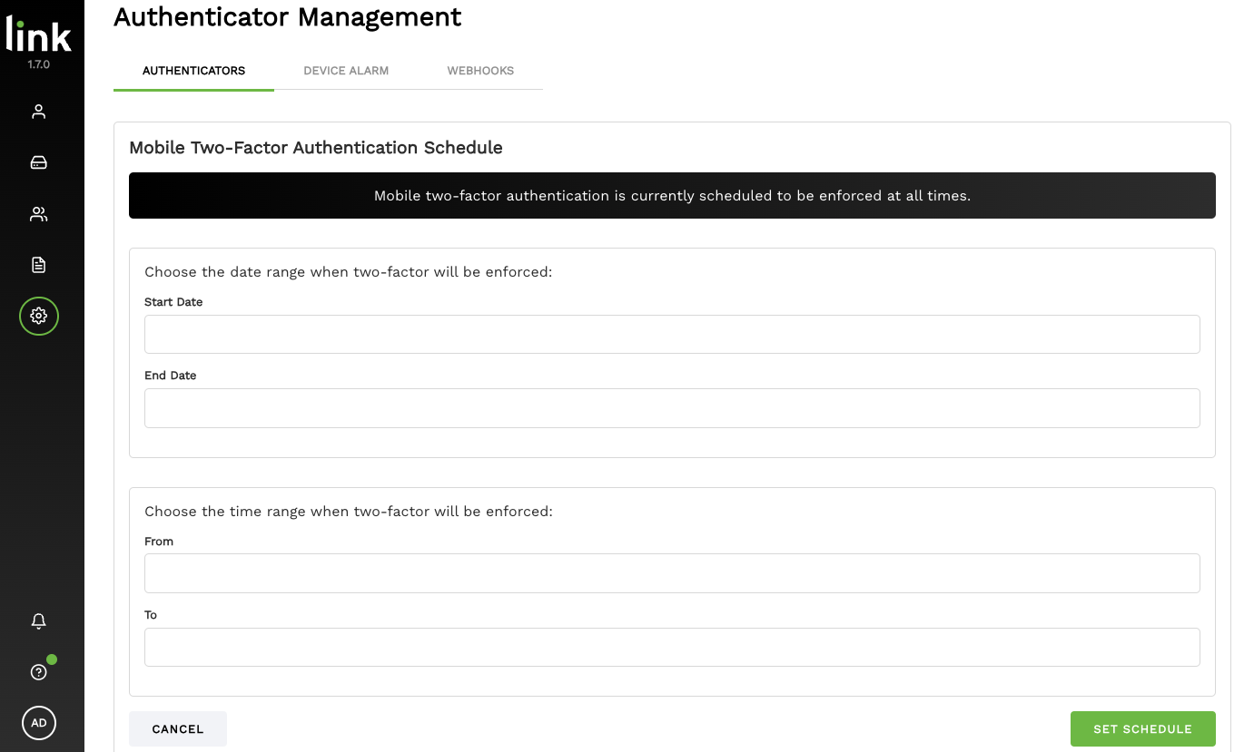 Mobile Two Factor Authenticator Schedule