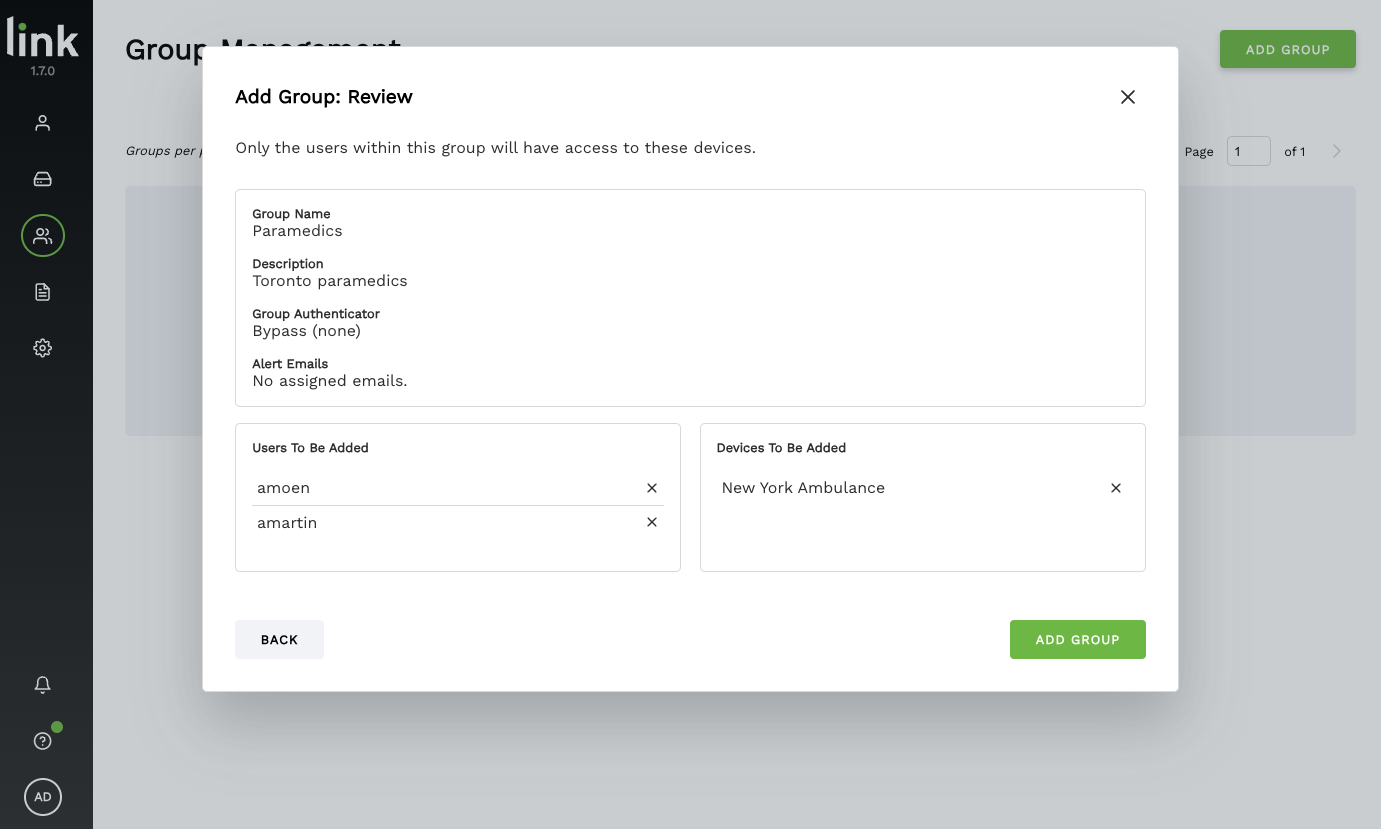 Review the group details and select ‘Add Group‘.