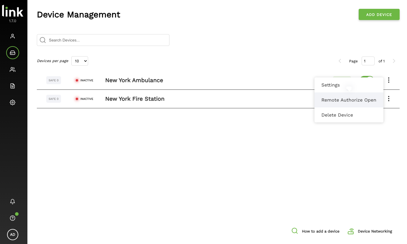 Device managment settings
